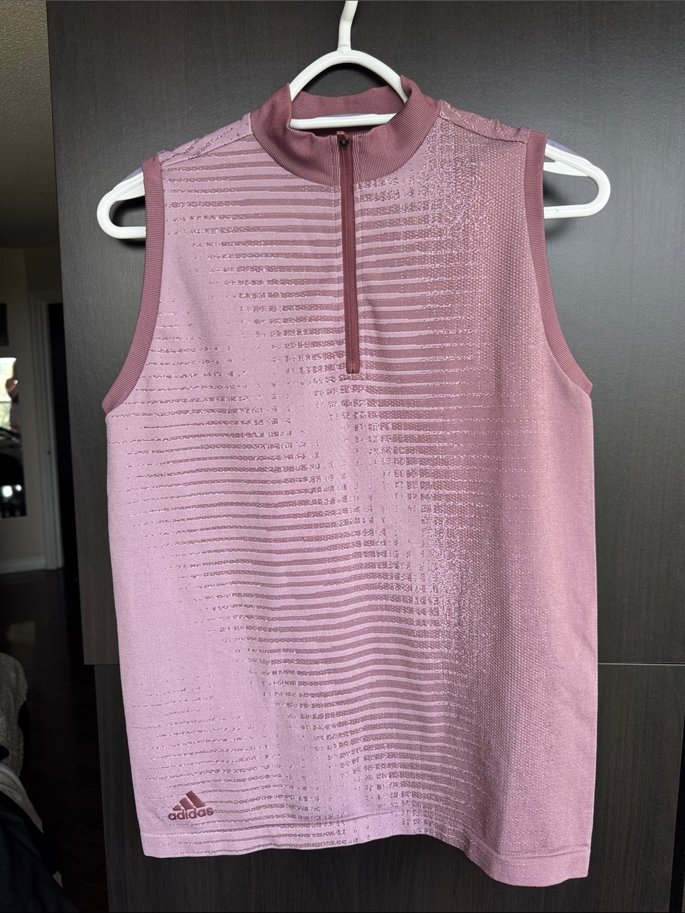 adidas Women's Sleeveless Zip Mock-Neck Tank Top — Dusty Pink